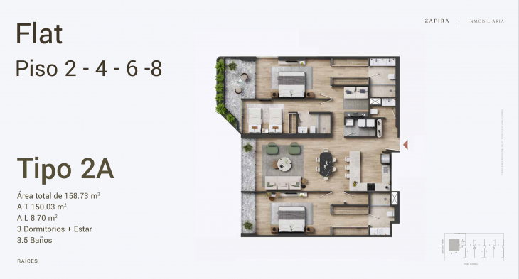 Plano del modelo 2A del proyecto Raíces en San Isidro