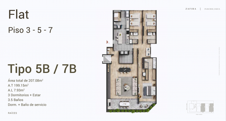 Plano del modelo 7B del proyecto Raíces en San Isidro