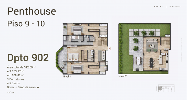 Plano del modelo 902 del proyecto Raíces en San Isidro